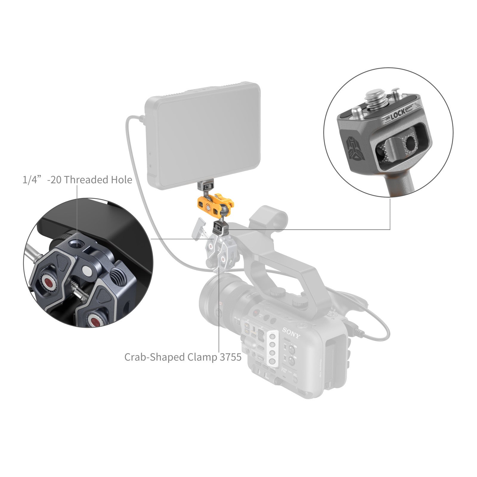 SmallRig Magic Arm Support with Dual Ball Heads (1/4-20 Screws) (BumbleBee Edition) 