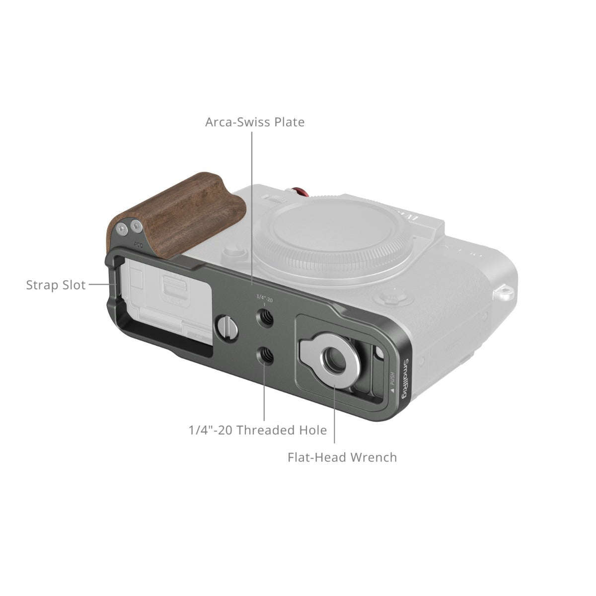 SmallRig L-Shaped Mount Plate with Wooden Handle 5668 