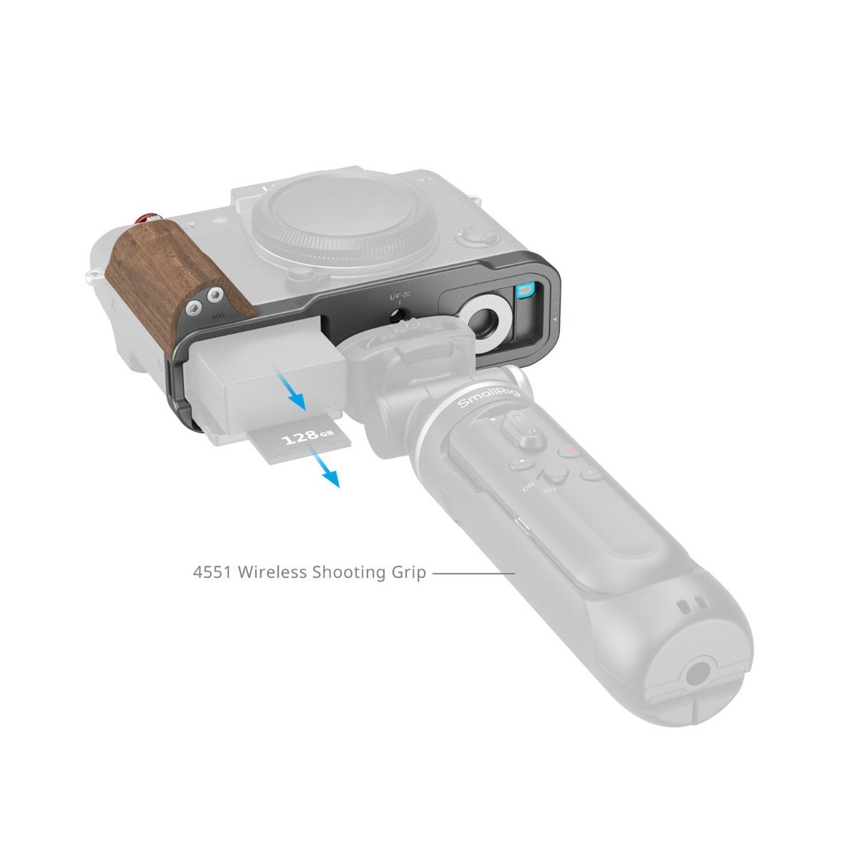 SmallRig L-Shaped Mount Plate with Wooden Handle 5668 