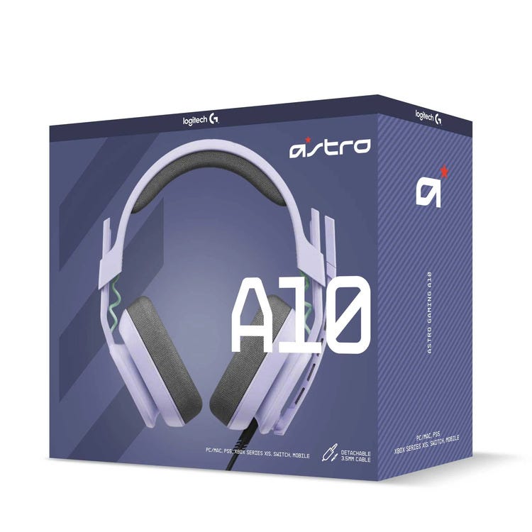 Logitech G ASTRO A10 Gen 2 Wired Gaming Headset for PC (Lilac)