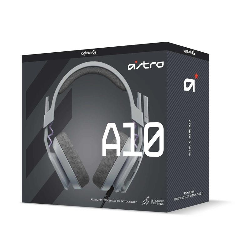 Logitech G ASTRO A10 Gen 2 Wired Gaming Headset for PC (Grey)