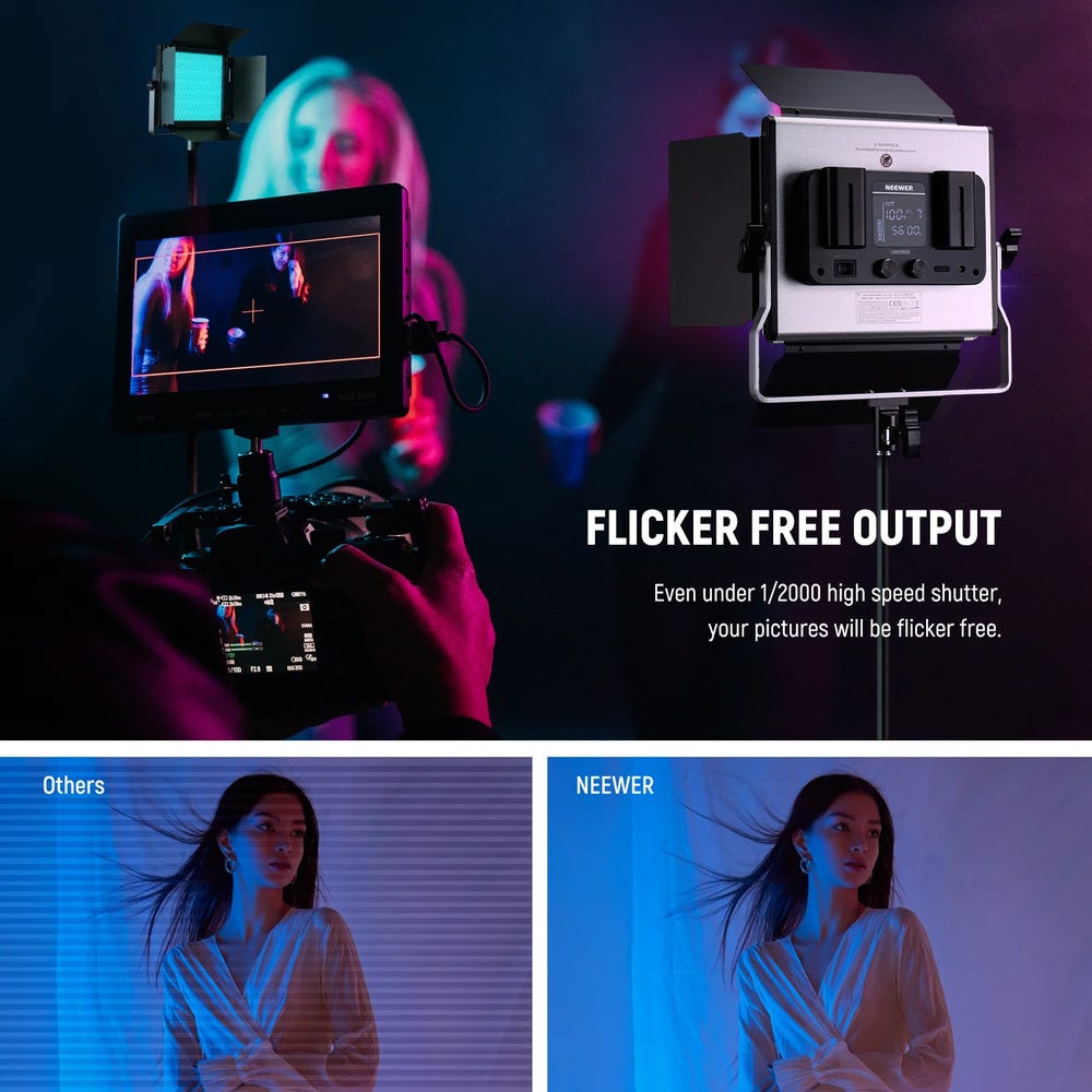 NEEWER RGB660 PRO II LED Video Light with Stand - 2 Pack