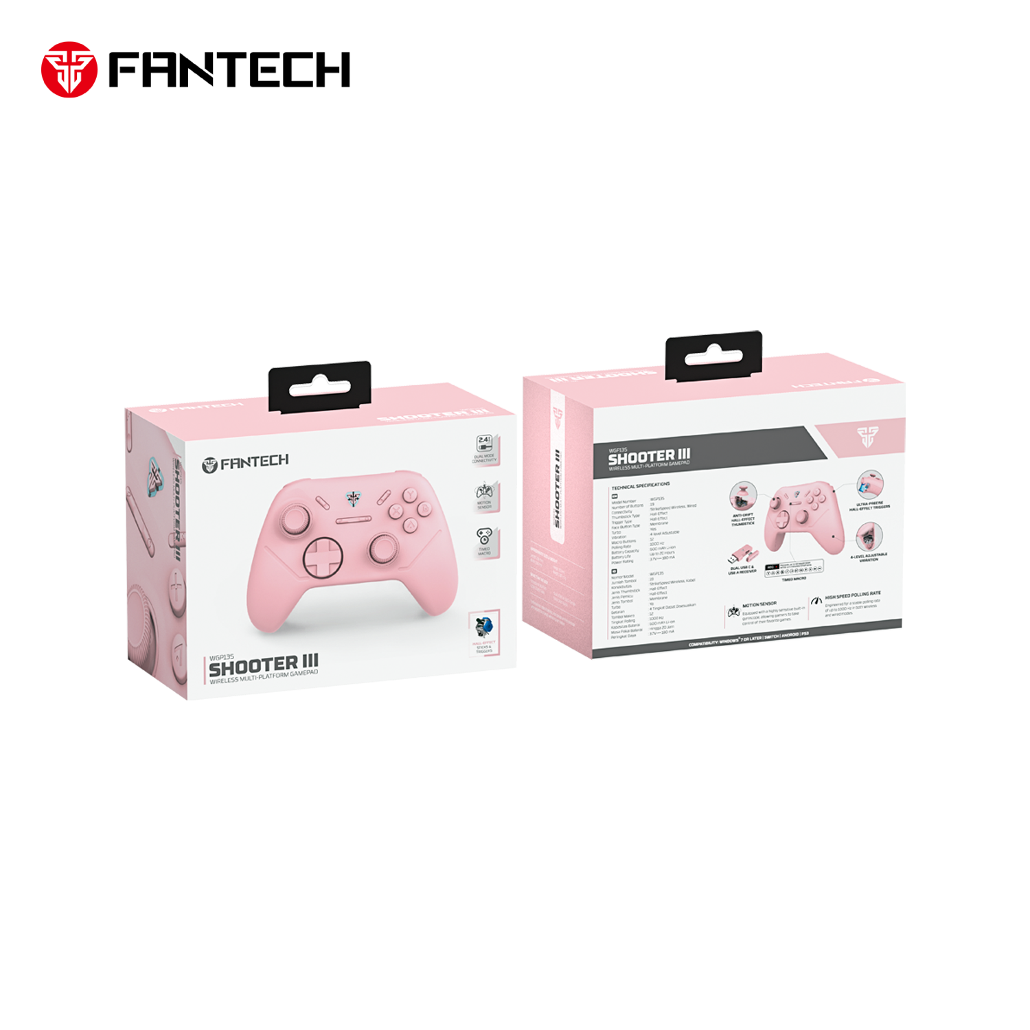 Fantech SHOOTER III WGP13S HE Wireless Multi Platform Gaming Controller (Pink)