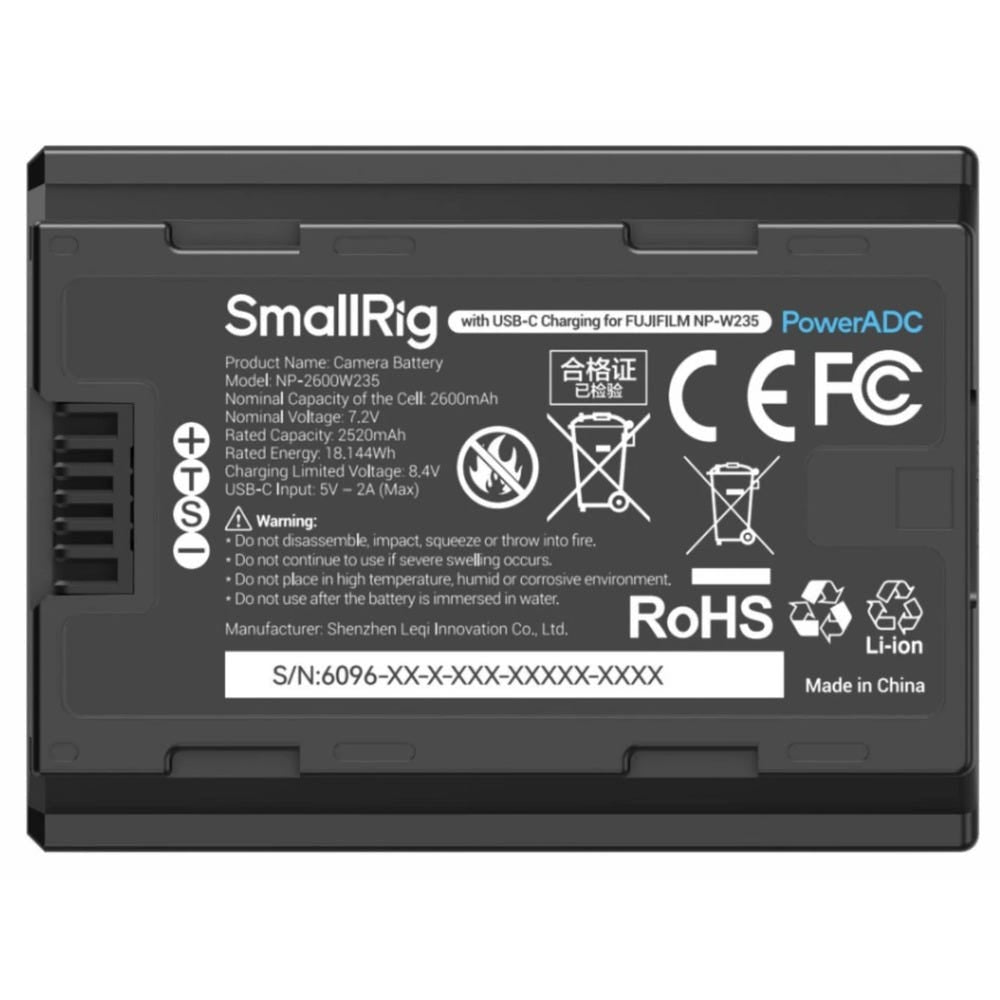 SmallRig Camera Battery with USB-C Charging for FUJIFILM NP-W235 6096