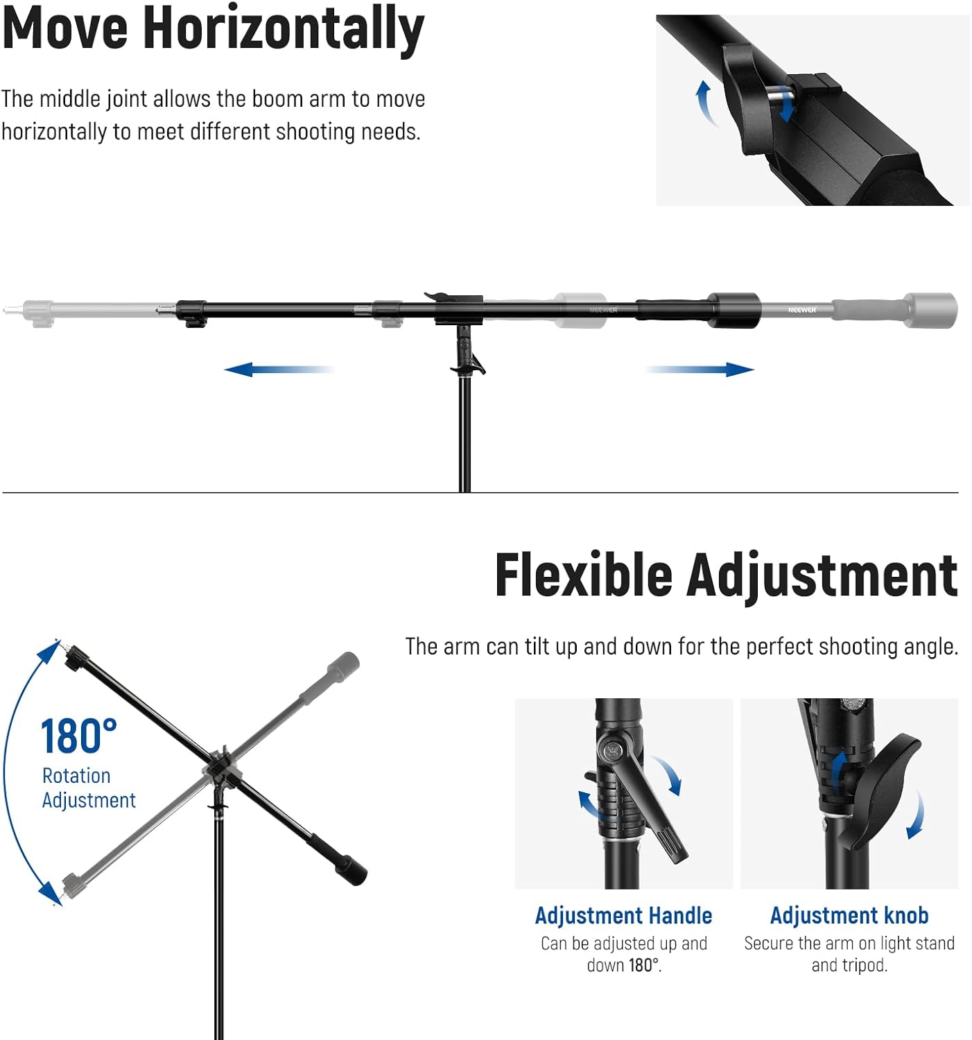 NEEWER 300cm Air Cushion Light Stand with 90-156cm Boom Kit