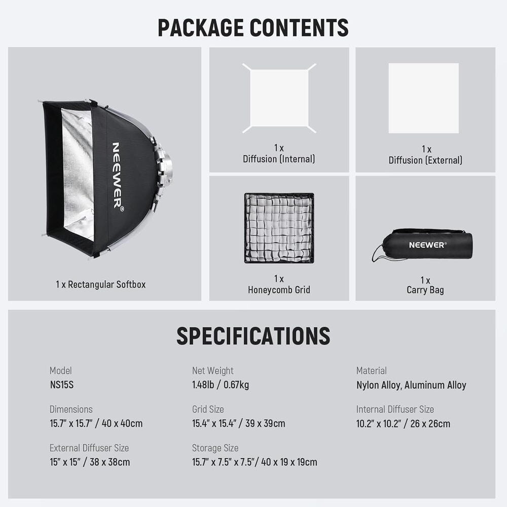 NEEWER NS15S 40x40cm Quick Release Bowens Mount Softbox