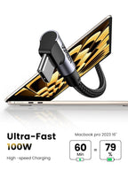 Ugreen 3m 100W 90 Degree Angle USB-C Braided Cable 
