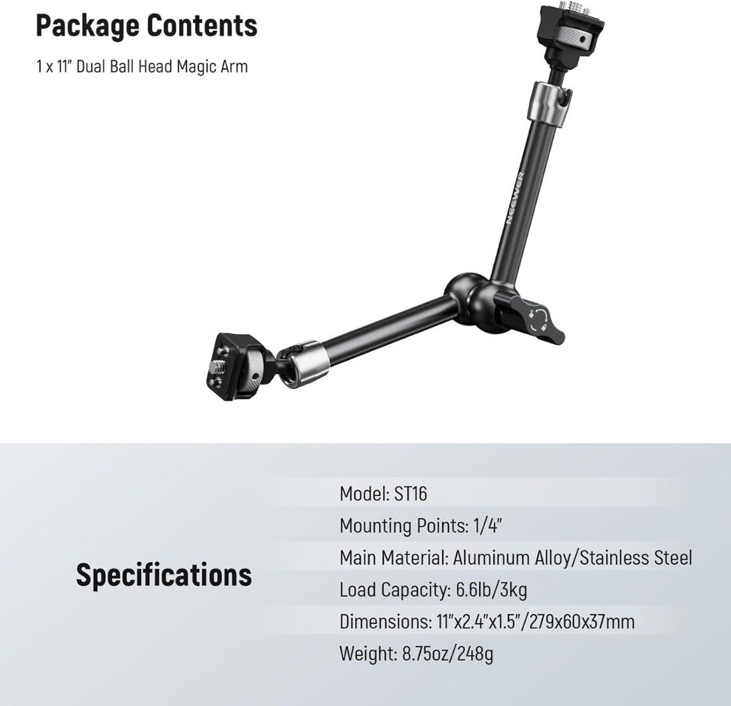 NEEWER ST16 11" Articulating Magic Arm with Ball Head