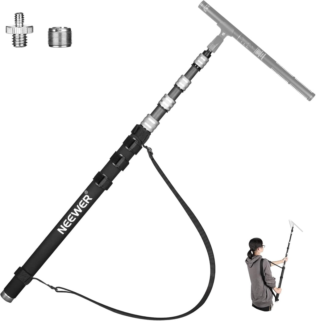NEEWER MS-300C 75-300cm Carbon Fiber Microphone Boompole Holder