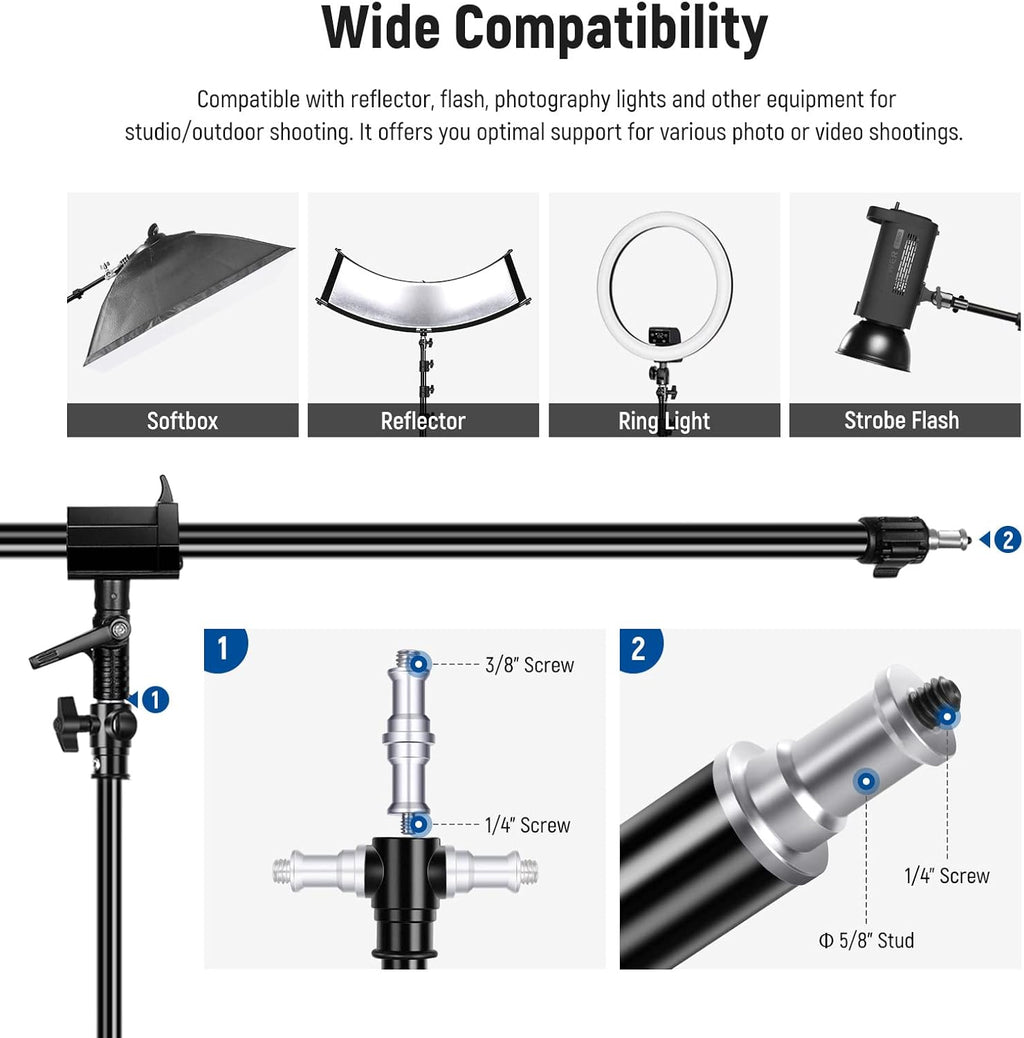 NEEWER 300cm Air Cushion Light Stand with 90-156cm Boom Kit
