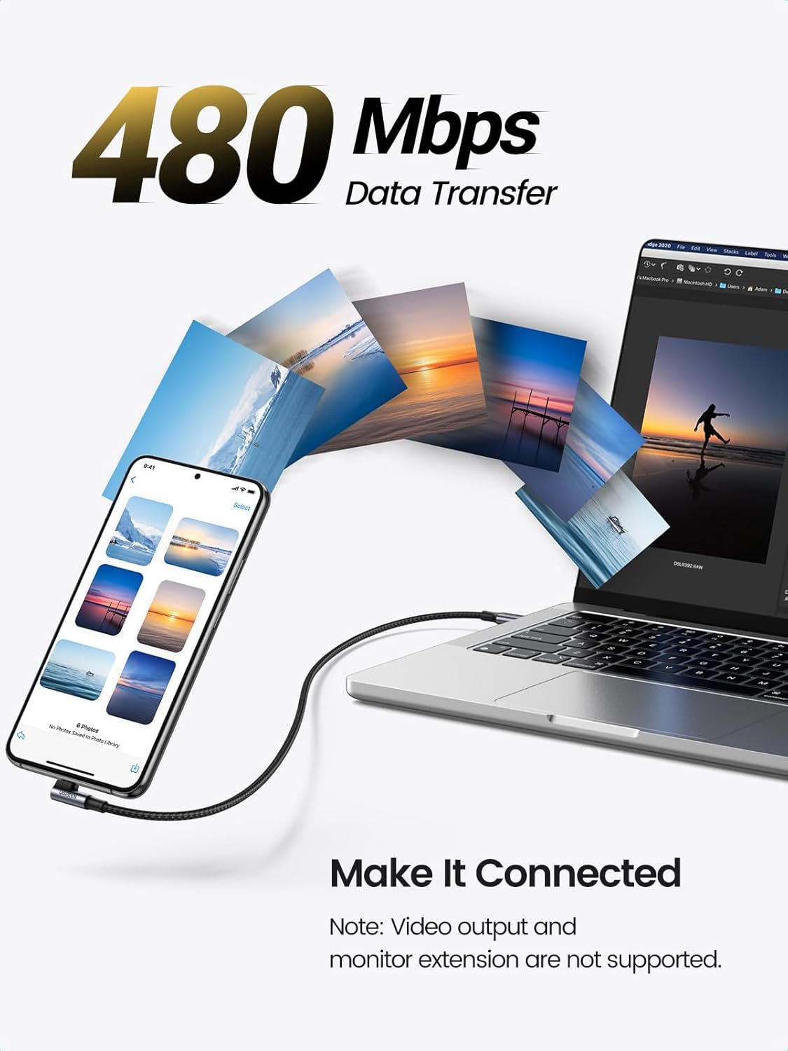 Ugreen 3m 100W 90 Degree Angle USB-C Braided Cable 