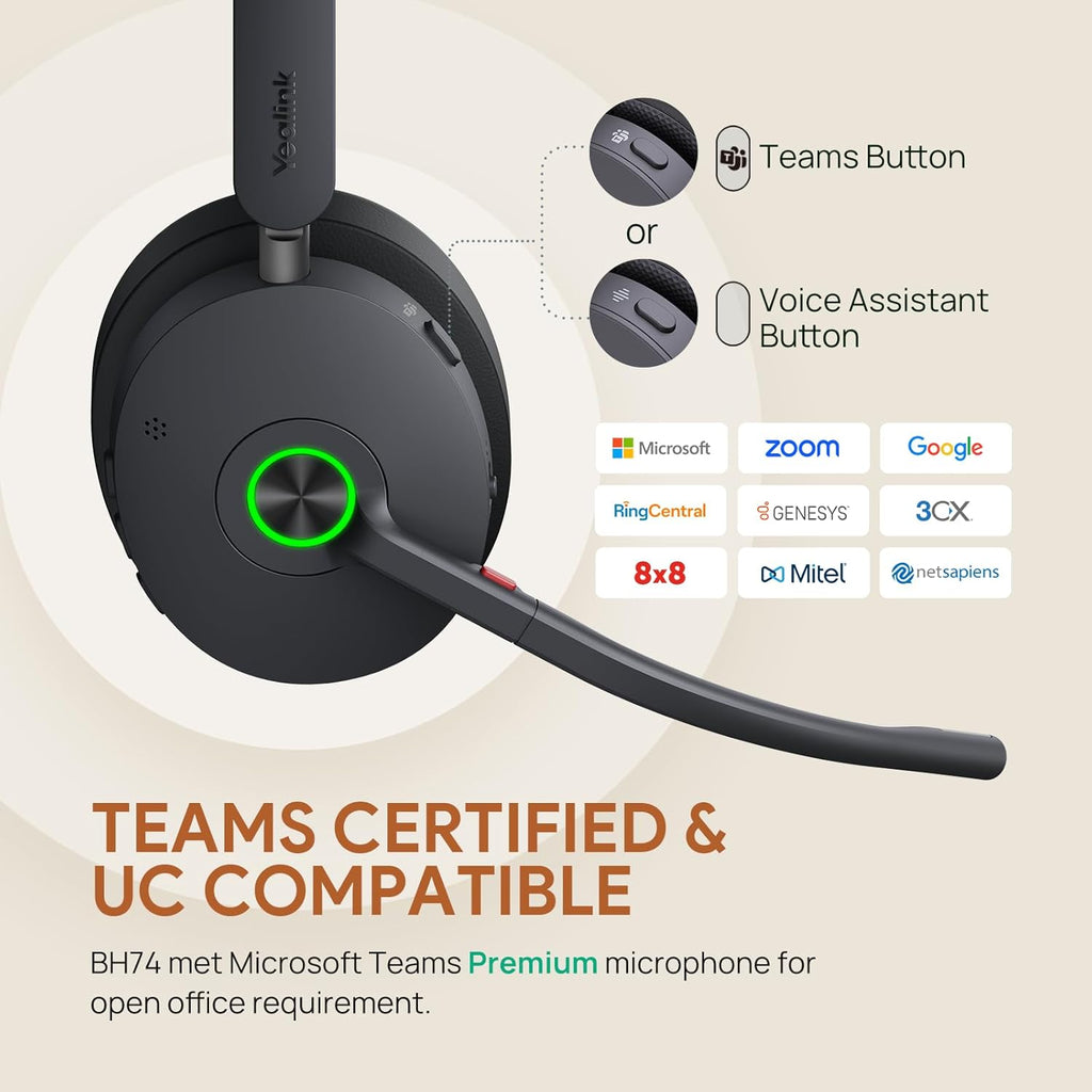 Yealink BH74 UC Stereo Bluetooth Wireless Headset