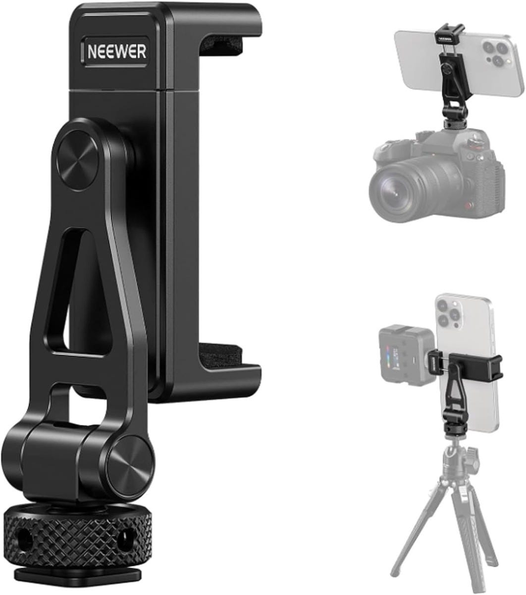 NEEWER Universal Rotatable Phone Clamp with Cold Shoe