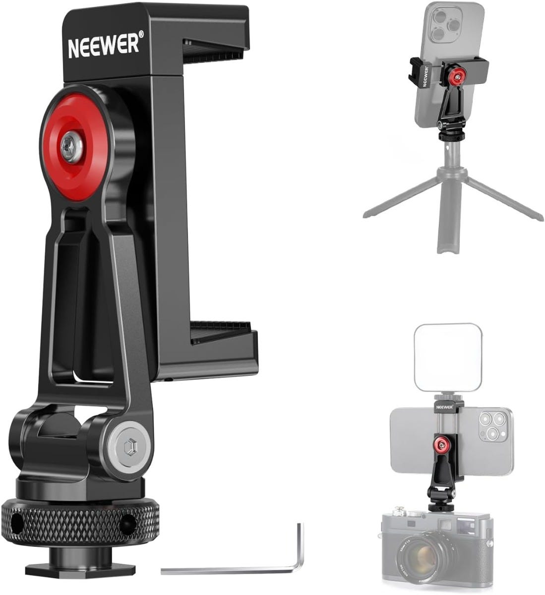 NEEWER Metal Phone Mount with Cold Shoe Mounts