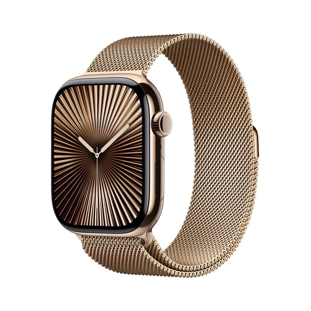 Apple Watch Series 10 46mm Gold Titanium Case GPS + Cellular Sport Band (S/M) (Milanese)