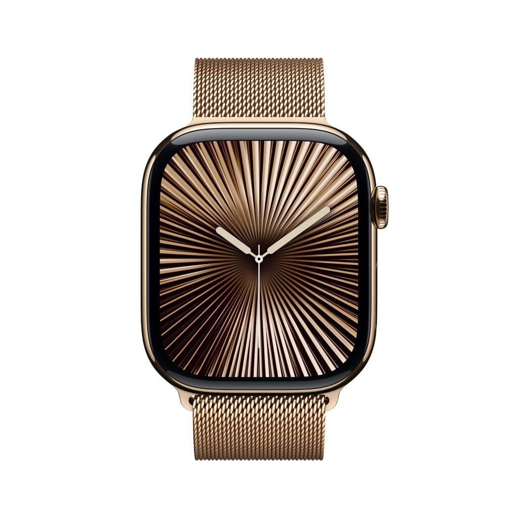 Apple Watch Series 10 46mm Gold Titanium Case GPS + Cellular Sport Band (S/M) (Milanese)