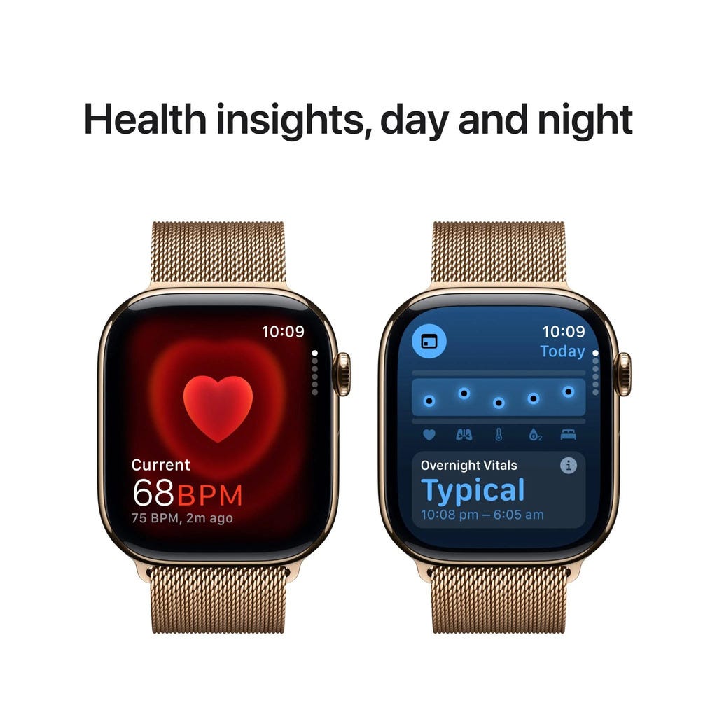 Apple Watch Series 10 46mm Gold Titanium Case GPS + Cellular Sport Band (S/M) (Milanese)