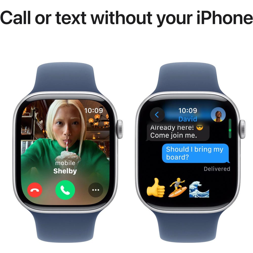 Apple Watch Series 10 42mm Silver Aluminium Case GPS + Cellular Sport Band (S/M) 
