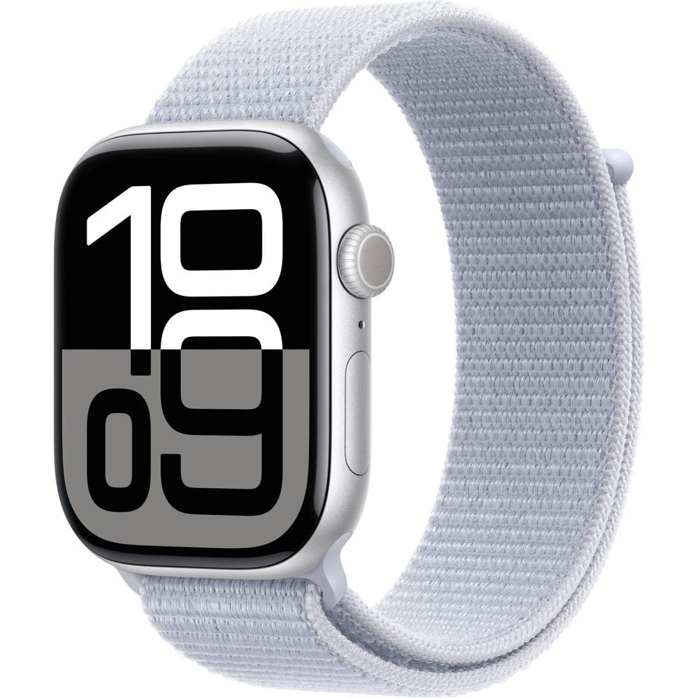Apple Watch Series 10 42mm Silver Aluminium Case GPS + Cellular Sport Loop (Blue)