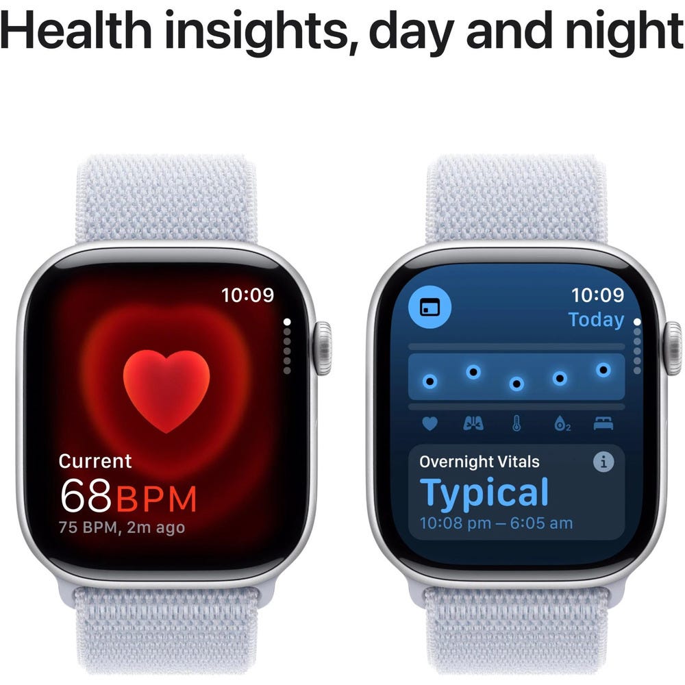 Apple Watch Series 10 42mm Silver Aluminium Case GPS + Cellular Sport Loop (Blue)
