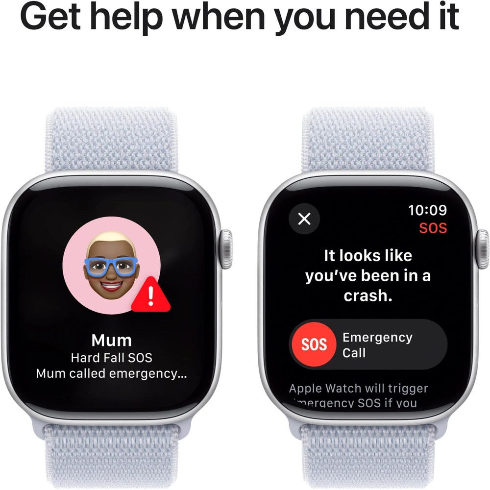 Apple Watch Series 10 42mm Silver Aluminium Case GPS + Cellular Sport Loop (Blue)