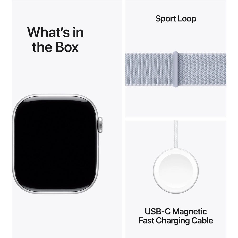 Apple Watch Series 10 42mm Silver Aluminium Case GPS + Cellular Sport Loop (Blue)