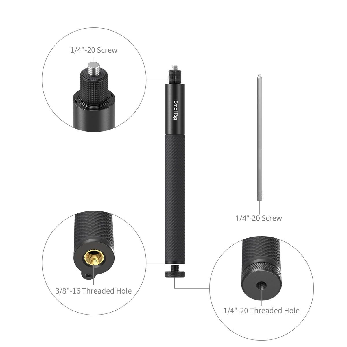 SmallRig Selfie Stick Support for Action Cameras (120cm / 47in) 6319`