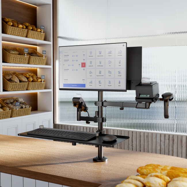 Brateck POS Mounting Solution For Dual Screens (with keyboard tray)