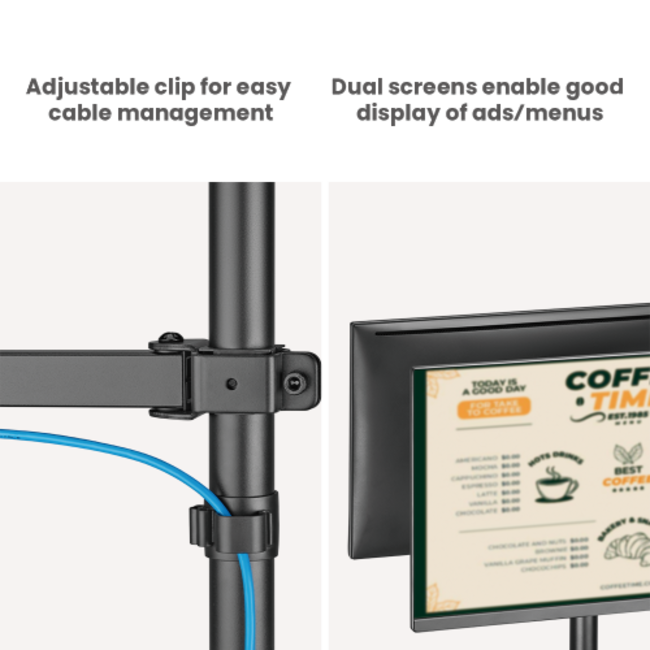 Brateck POS Mounting Solution For Dual Screens (with keyboard tray)