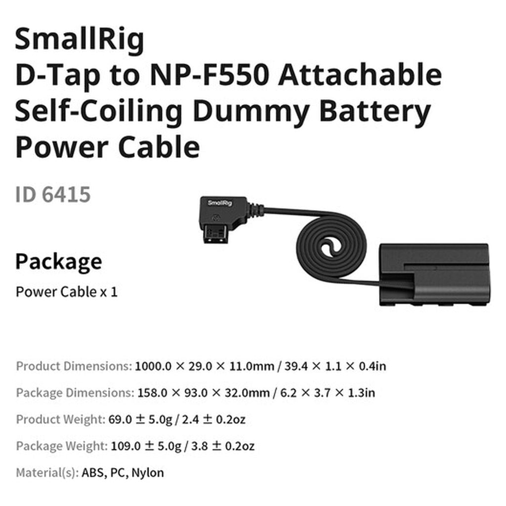 SmallRig D-Tap to NP-F550 Dummy Battery Power Cable 6415