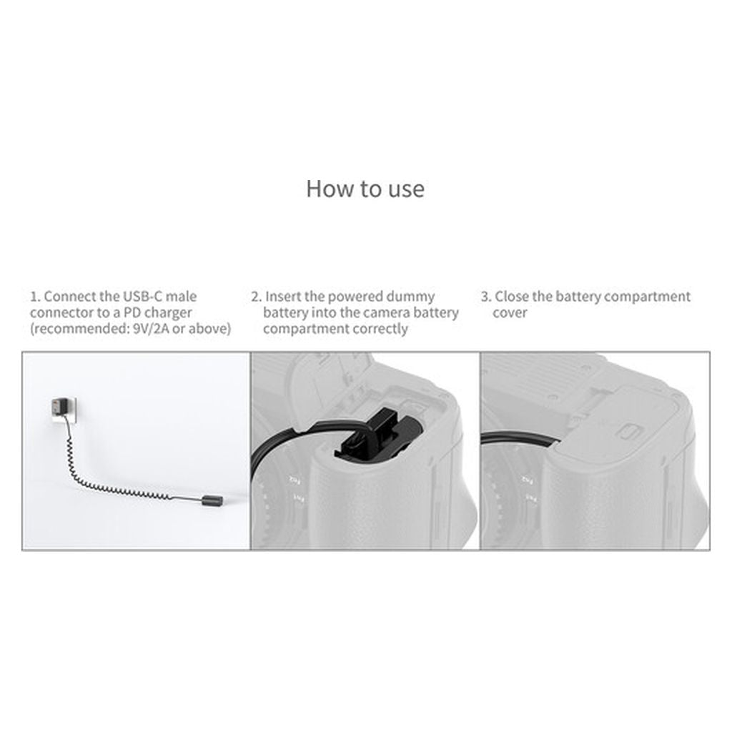 SmallRig Dummy Battery Power Cable for USB-C for Sony NP-FZ100 6539