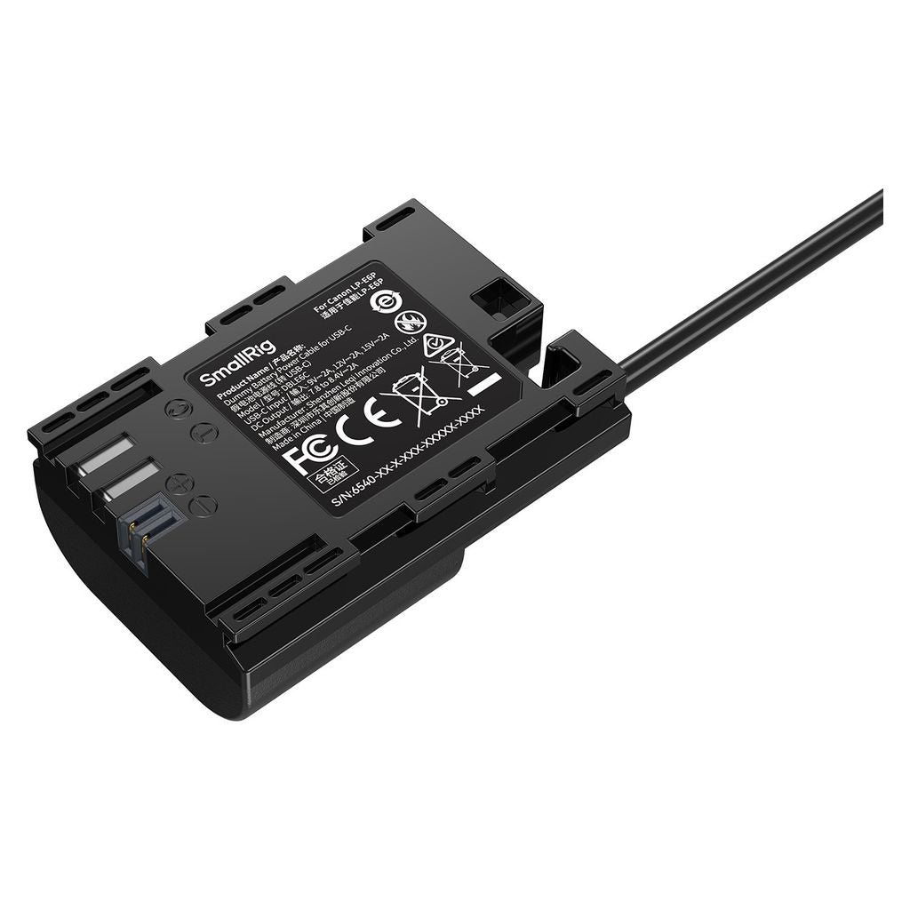 SmallRig Dummy Battery Power Cable for USB-C for Cannon LP-E6P 6540