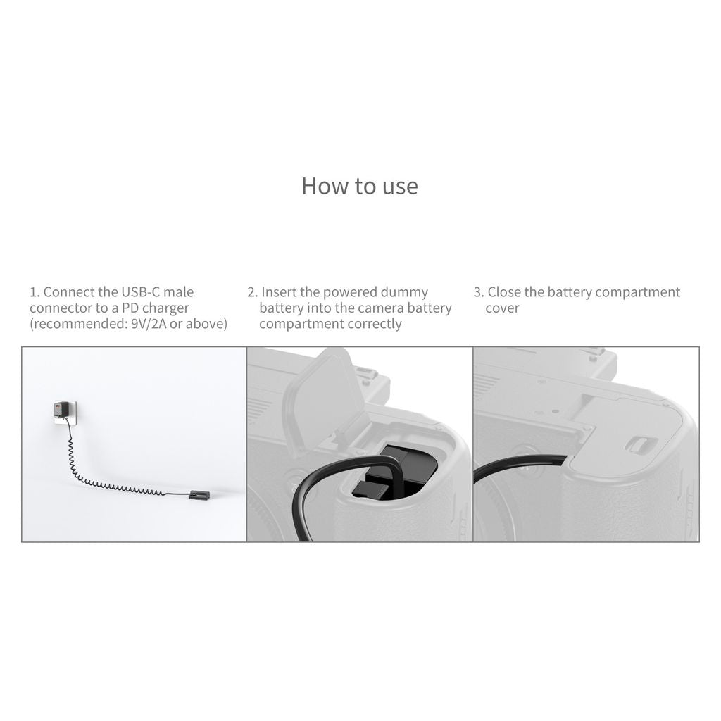 SmallRig Dummy Battery Power Cable for USB-C for Cannon LP-E6P 6540