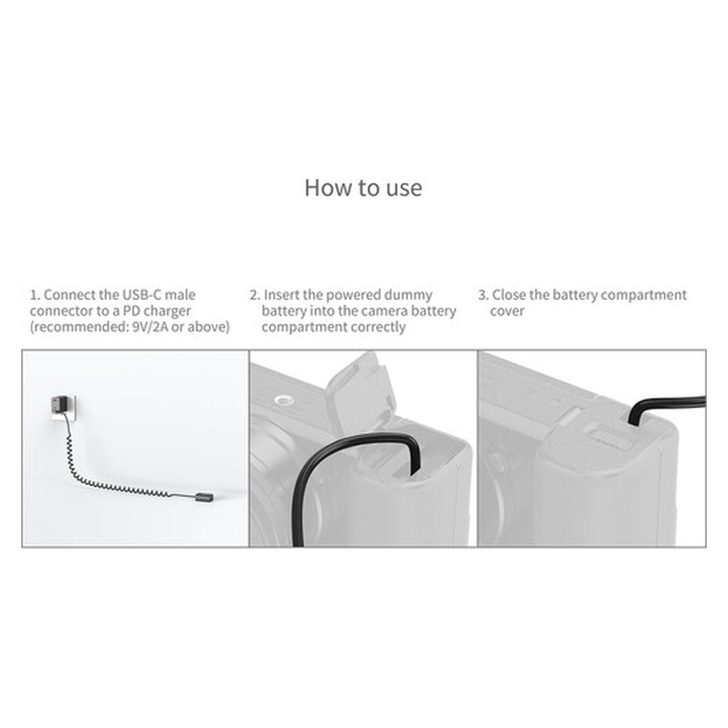 SmallRig Dummy Battery Power Cable for USB-C for Sony NP-FW50 6542