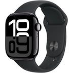 Apple Watch Series 10 42mm Jet Black Aluminium Case GPS + Cellular Sport Band (M/L) (Black)