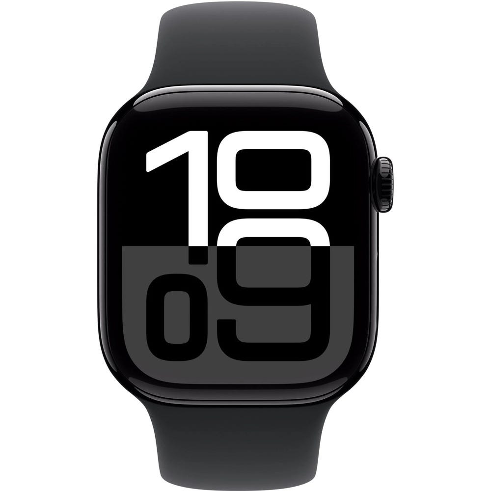Apple Watch Series 10 42mm Jet Black Aluminium Case GPS + Cellular Sport Band (M/L) (Black)