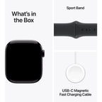 Apple Watch Series 10 42mm Jet Black Aluminium Case GPS + Cellular Sport Band (M/L) (Black)