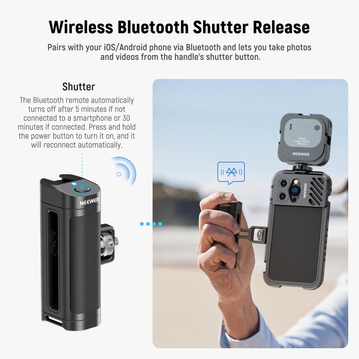 NEEWER PA-005E Side Handle with Wireless Trigger for Phone Cage