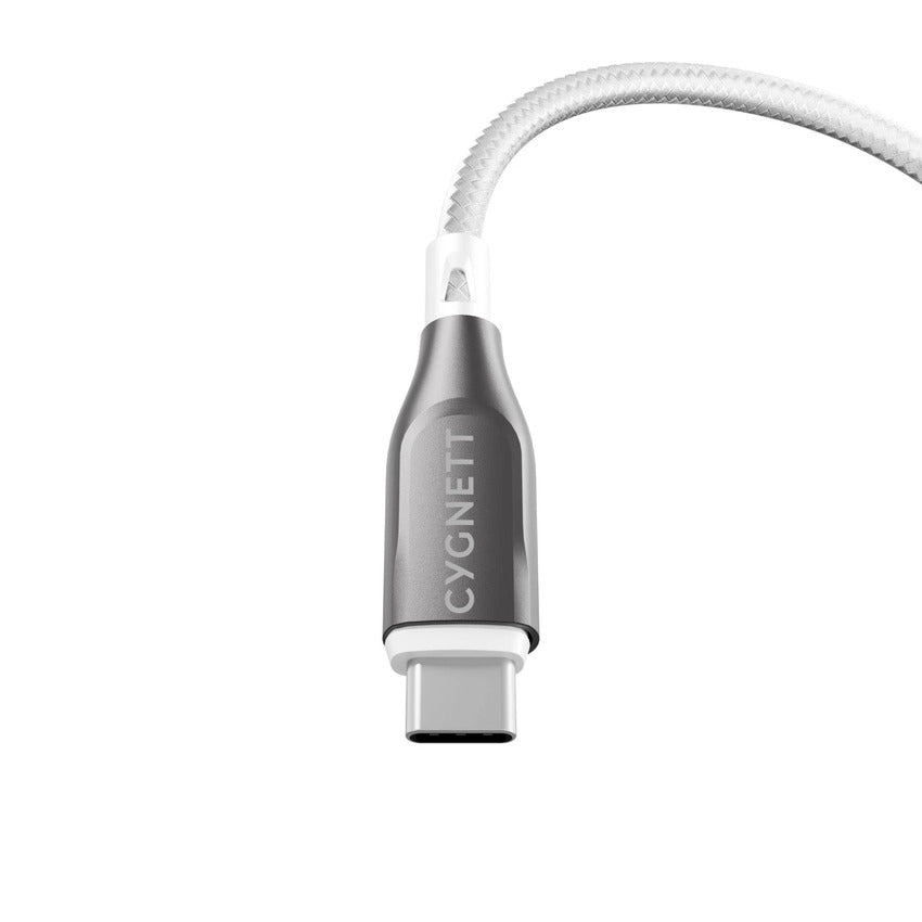 Cygnett Armoured 2m USB-C to USB-A Cable (White) 