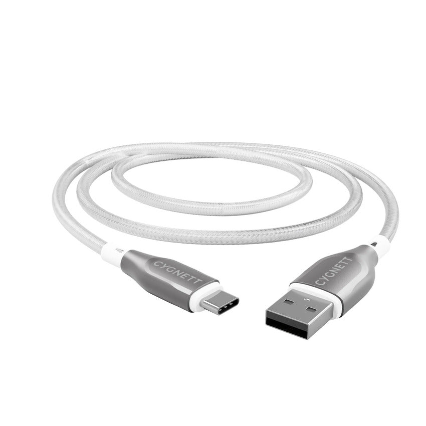 Cygnett Armoured 2m USB-C to USB-A Cable (White) 