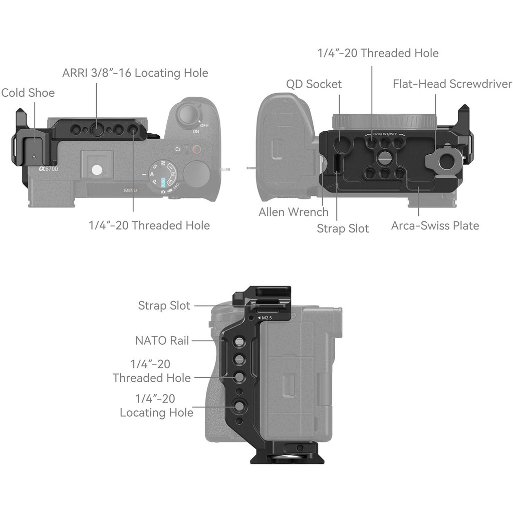 SmallRig Half Cage for Sony Alpha 6700 / 6600 / 6500 / 6400