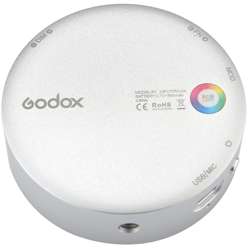 Godox R1 Round RGB Silver LED Light - Silver