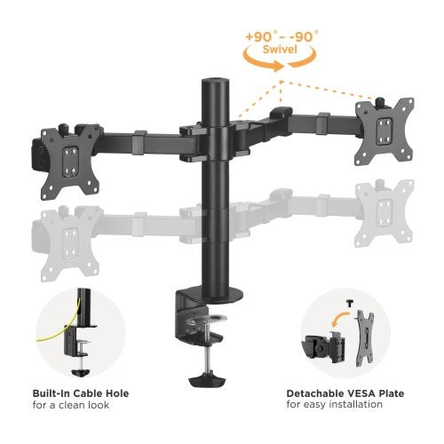 Brateck Dual Monitors Affordable Steel Articulating Arm 17"-32"