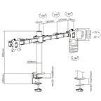 Brateck Dual Monitors Affordable Steel Articulating Arm 17"-32"