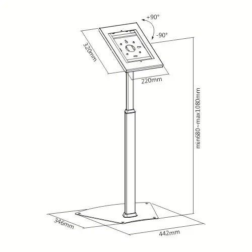 Brateck Anti-theft Height Adjustable Tablet Kiosk Stand