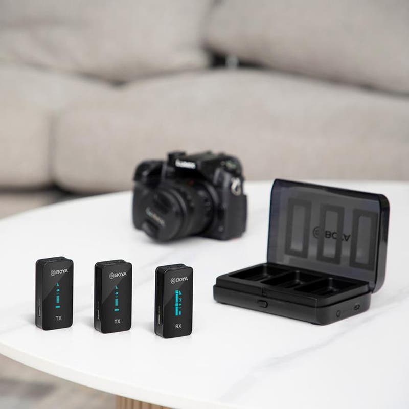 BOYA BY-XM6-K2 Ultra Compact 2.4GHz Dual Channel Wireless Microphone (1xRX & 2xTX) with Charging Case