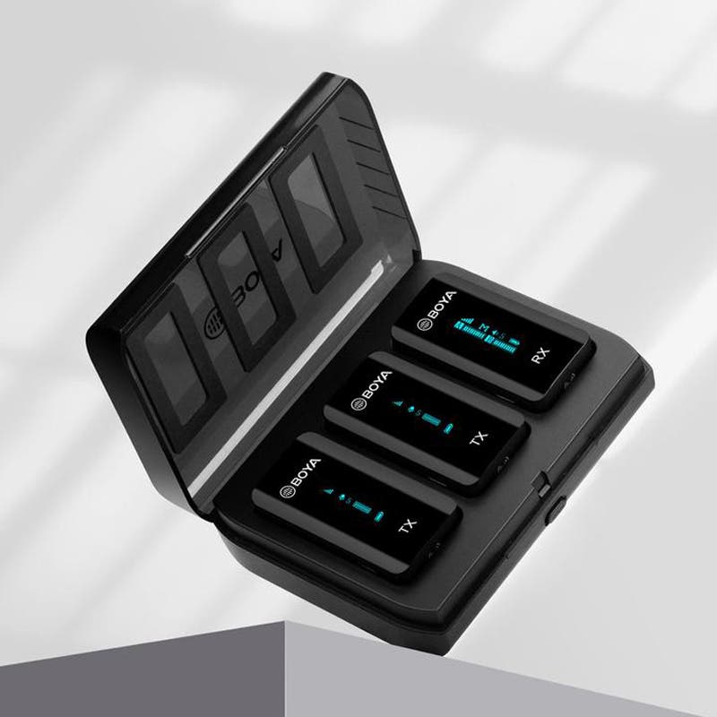 BOYA BY-XM6-K2 Ultra Compact 2.4GHz Dual Channel Wireless Microphone (1xRX & 2xTX) with Charging Case