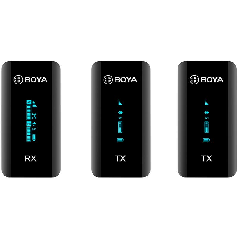BOYA BY-XM6-K2 Ultra Compact 2.4GHz Dual Channel Wireless Microphone (1xRX & 2xTX) with Charging Case