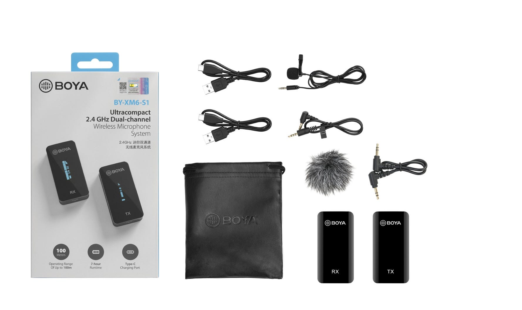BOYA BY-XM6-S1 Ultra Compact 2.4GHz Wireless Microphone (1xRX & 1xTX)