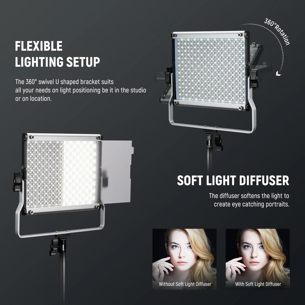 NEEWER RGB660 PRO II LED Video Light with Stand - 2 Pack